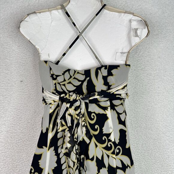Ann Taylor Silk Cocktail Dress Shirred Bust Fluted Sz 14 Sash Tie Shelf Bra Chic - Picture 8 of 14